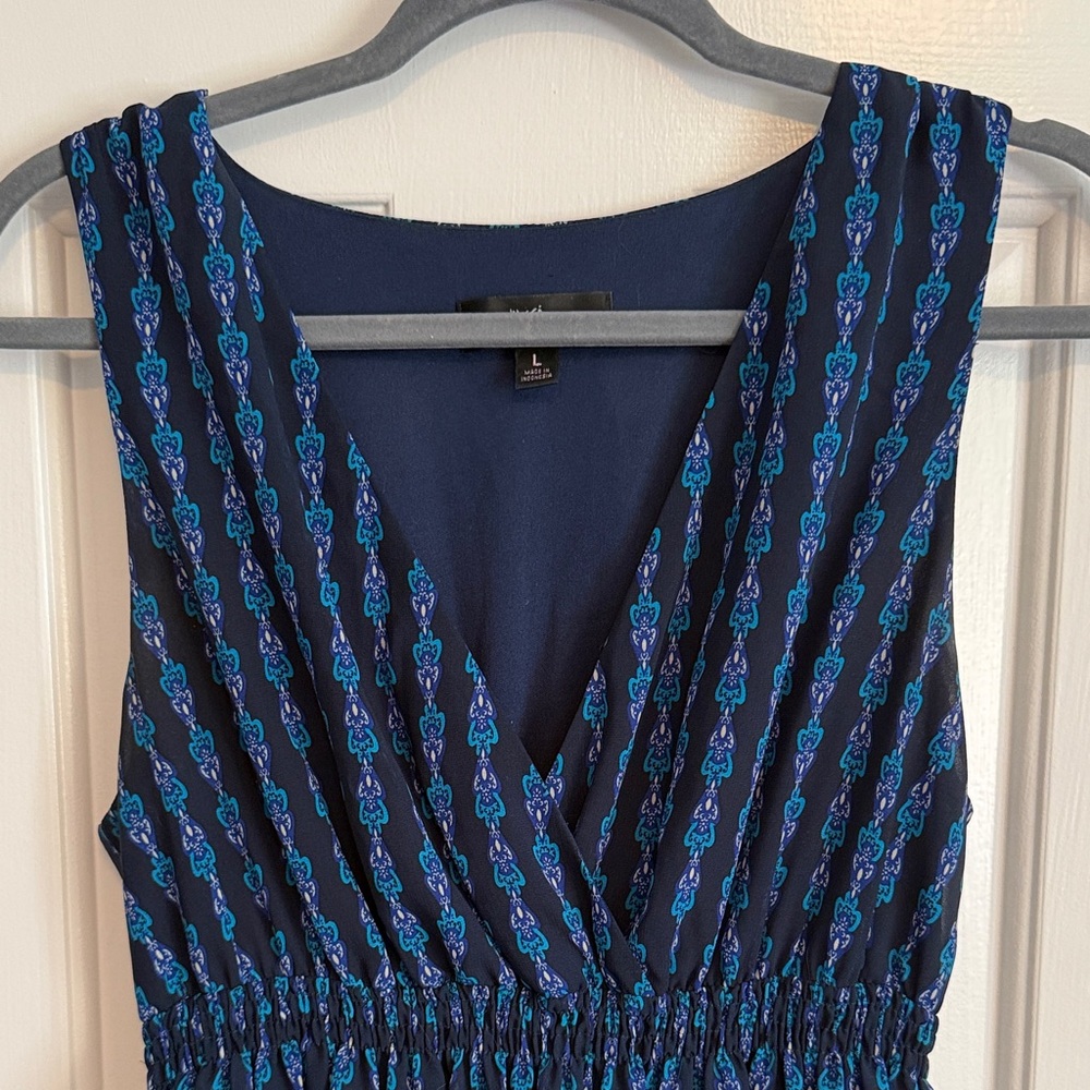 Mossimo Supply Co. Navy Maxi Dress with Teal Pattern